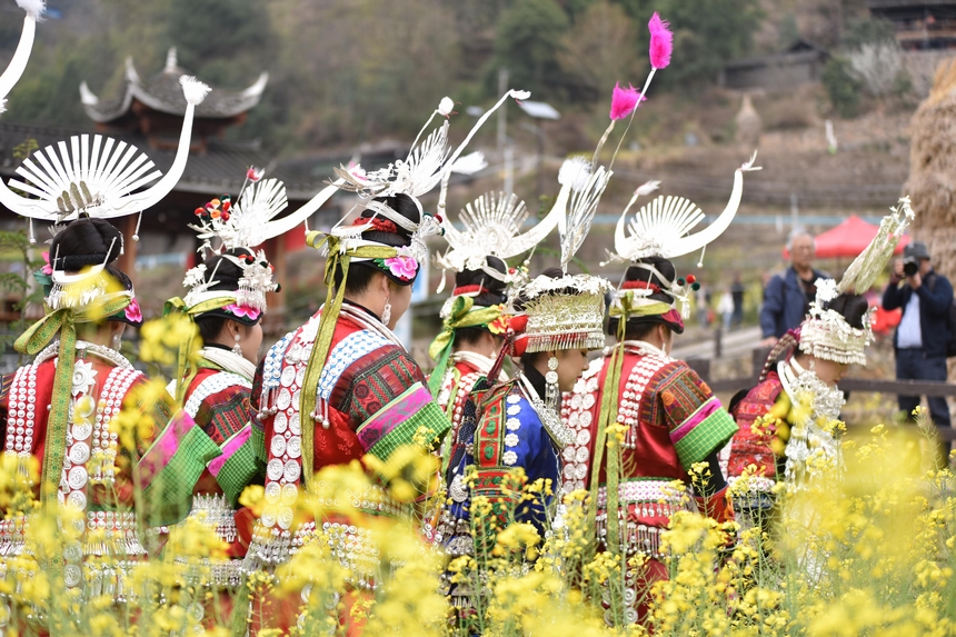 3月10日，游客在油菜花叢中游玩。凱尚宇攝