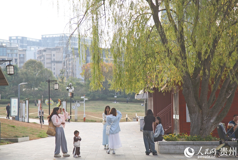 貴陽市白云區(qū)泉湖公園一角。人民網(wǎng) 龍章榆攝